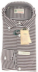 Borrelli Brown Striped Shirt - Extra Slim - S/S - (MA2820061STEFANO)