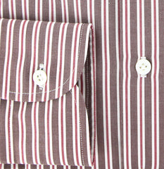 Finamore Napoli Brown White, Red Striped Cotton Shirt 17/43