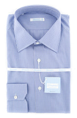 Giampaolo Blue Micro-Check Shirt - Extra Slim - 16/41 - (GP6082173FABPT3)