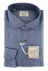 Giampaolo Blue Melange Shirt - Extra Slim - 15.75/40 - (GP618174271MATPT1)
