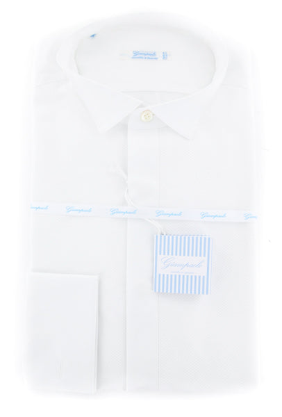 Giampaolo White Tuxedo Fancy Bib Shirt - Slim - (GPEV26500010DIPFS) - Parent