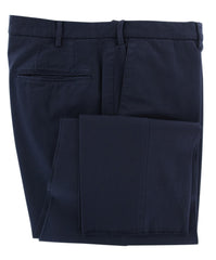 Incotex Navy Blue Solid Cotton Blend Pants - Slim - 42/58 - (0B)