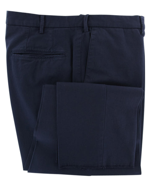 Incotex Navy Blue Solid Cotton Blend Pants - Slim - (0B) - Parent