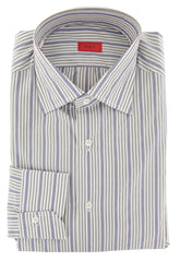 Isaia Light Blue Striped Cotton Shirt - Slim - 15.75/40 - (1Y)