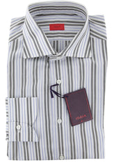 Isaia Brown Striped Cotton Shirt - Slim - 15.75/40 - (10)