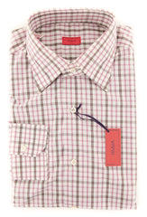 Isaia Pink Plaid Cotton Shirt - Slim - 15.75/40 - (V2)
