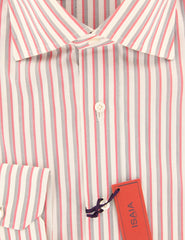 Isaia Pink Striped Cotton Shirt - Slim - (J8) - Parent