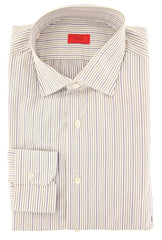 Isaia Purple Striped Cotton Shirt - Slim - 15.75/40 - (KB)
