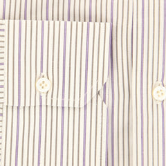 Isaia Purple Striped Cotton Shirt - Slim - (KB) - Parent