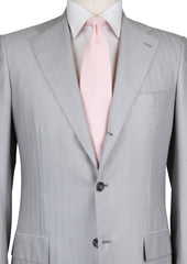 Kiton Light Gray Cotton Blend Herringbone Suit - (UA896D322R7) - Parent