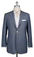 Kiton Navy Blue Wool Blend Solid Sportcoat - (UG896D174R7) - Parent
