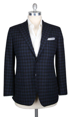 Kiton Navy Blue Wool & Cashmere Check Sportcoat - 44/54 - (KT1012174)