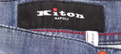 Kiton Denim Blue Solid Cotton Blend Pants - Slim - (1020) - Parent