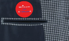 Kiton Blue Cotton Houndstooth Coat - 40/50 - (USCPRC7G2404)