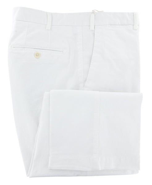 Luigi Borrelli White Solid Pants - Slim - (10CLASSP100110) - Parent