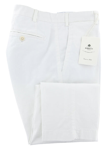Luigi Borrelli White Solid Pants - Slim - (P100110) - Parent