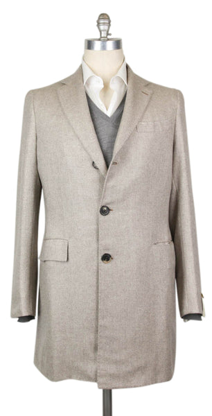 Luigi Borrelli Light Brown Cashmere Solid Coat - 38/48 - (26295)