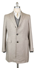 Luigi Borrelli Light Brown Cashmere Solid Coat - 38/48 - (26295)