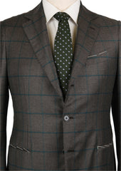 Luigi Borrelli Dark Brown Window Pane Suit - (CA817174) - Parent