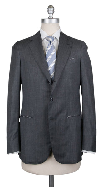 Borrelli Charcoal Gray Virgin Wool Striped Suit - (201803123) - Parent