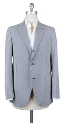 Luigi Borrelli Navy Blue Silk Check Sportcoat -  40/50 - (B3221674)