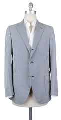 Luigi Borrelli Navy Blue Silk Check Sportcoat - 40/50 - (B3221674)