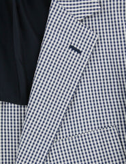 Luigi Borrelli Navy Blue Silk Check Sportcoat - 40/50 - (B3221674)