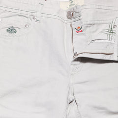 Luigi Borrelli Light Gray Solid Cotton Blend Pants - Slim - (1011) - Parent
