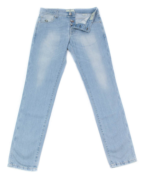 New $425 Luigi Borrelli Denim Blue Jeans - Extra Slim - ��34/50 - (CAR03211646)