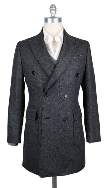 Luigi Borrelli Gray Wool Herringbone Coat - (LBCOAT217991) - Parent