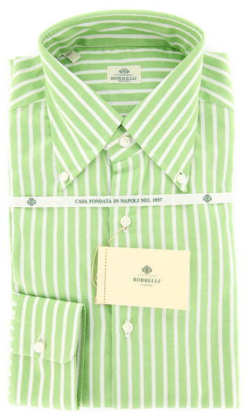 Luigi Borrelli Green Striped Shirt - Slim - 17/43 - (DR2066OVIDIO)