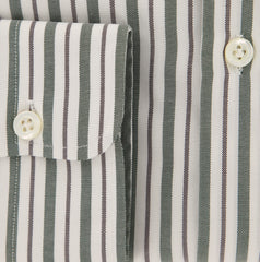 Borrelli Green Striped Shirt - Extra Slim - 15.5/39 - (EV1791HILL)