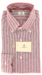 Luigi Borrelli Red Striped Shirt - Extra Slim - 15.75/40 - (EV206RALPH)