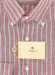 Luigi Borrelli Red Striped Shirt - Extra Slim - 15.75/40 - (EV206RALPH)