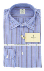 Luigi Borrelli Blue Striped Shirt - Slim - 15.75/40 - (GB997)