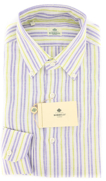 Luigi Borrelli Blue Striped Shirt - Extra Slim - 17/43 - (EV251RALPH)