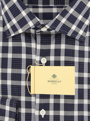 Luigi Borrelli Navy Blue Plaid Shirt - Extra Slim - (EV41888IVOPT2) - Parent