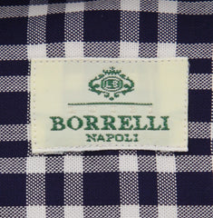 Borrelli Navy Blue Plaid Shirt - Extra Slim - 15.75/40 - (EV65073RIO)