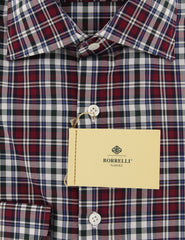 Borrelli Burgundy Red Plaid Shirt - Extra Slim - 15.75/40 - EV65440RIO