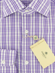 Luigi Borrelli Purple Plaid Cotton Blend Shirt - Extra Slim - (8) - Parent