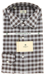Borrelli Brown Check Shirt - Extra Slim - 15.75/40 - (EVS11960NIO)