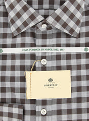 Borrelli Brown Check Shirt - Extra Slim - 15.75/40 - (EVS11960NIO)