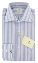 Luigi Borrelli Light Blue Striped Cotton Shirt - Extra Slim - 15.5/39 - (3)