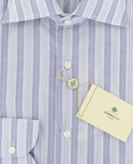 Luigi Borrelli Light Blue Striped Cotton Shirt - Extra Slim - (3) - Parent