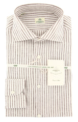Luigi Borrelli Brown Striped Shirt - Extra Slim - 15.75/40 - (LB241BRN)