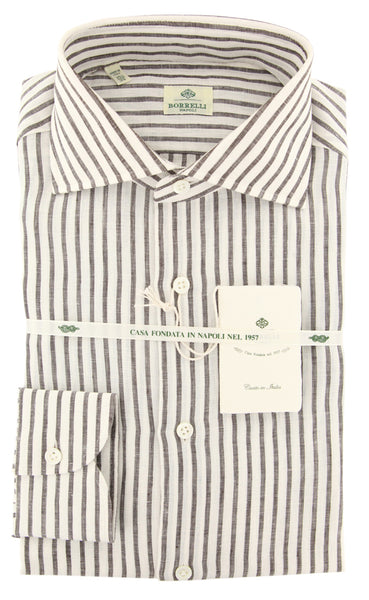 Luigi Borrelli Brown Striped Shirt - Extra Slim - (LB243DBRN) - Parent