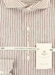 Luigi Borrelli Brown Striped Shirt - Extra Slim - (LB4093BRN) - Parent