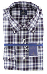 Luigi Borrelli Gray Plaid Cotton Shirt - Extra Slim - 18/45 - (LF)