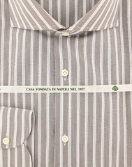 Luigi Borrelli Brown Striped Cotton Shirt - Extra Slim - (68) - Parent