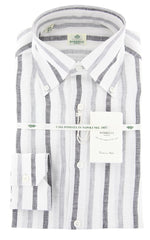 Luigi Borrelli Gray Striped Shirt - Extra Slim - 14.5/37 - (90LB936)